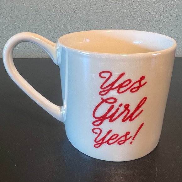 Threshold YES GIRL YES! Pearl Iridescent Porcelain Coffee Tea Mug / Cup - Picture 2 of 5
